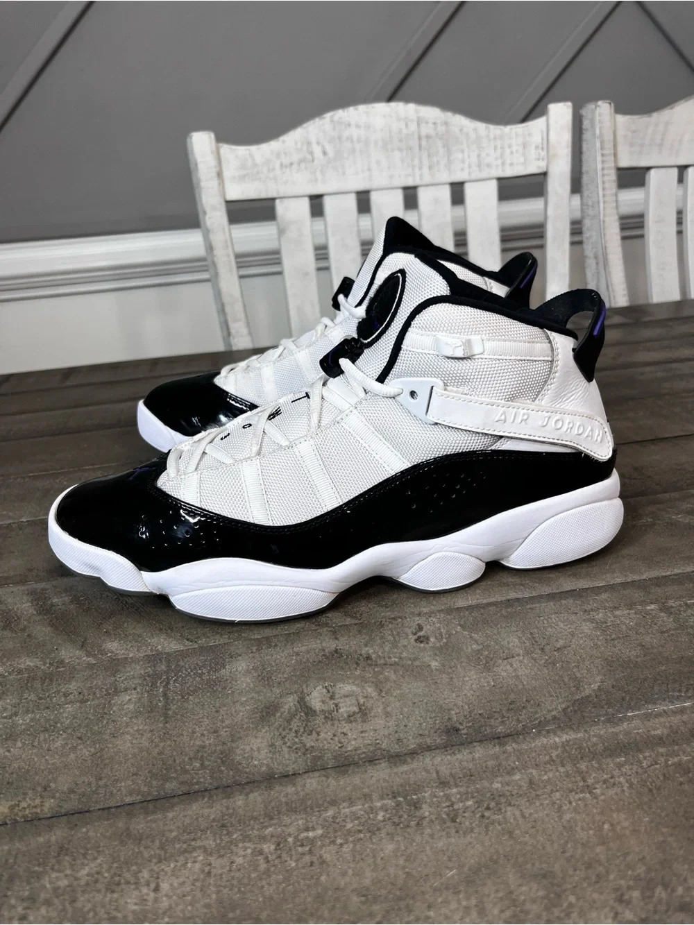 Nike Air Jordan 6 Rings White Black Basketball Sneakers Sz 12 Men's